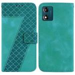 For Motorola Moto E13 7-shaped Embossed Leather Phone Case(Green)