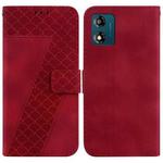 For Motorola Moto E13 7-shaped Embossed Leather Phone Case(Red)