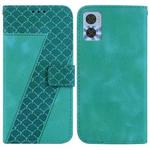 For Motorola Moto E22/E22i 7-shaped Embossed Leather Phone Case(Green)