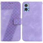 For Motorola Moto E22/E22i 7-shaped Embossed Leather Phone Case(Purple)