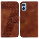 For Motorola Moto E22/E22i 7-shaped Embossed Leather Phone Case(Brown)