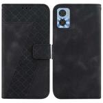 For Motorola Moto E22/E22i 7-shaped Embossed Leather Phone Case(Black)