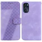 For Motorola Moto G 2022 Seven-shaped Embossed Leather Phone Case(Purple)