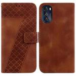 For Motorola Moto G 2022 7-shaped Embossed Leather Phone Case(Brown)