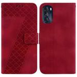 For Motorola Moto G 2022 7-shaped Embossed Leather Phone Case(Red)