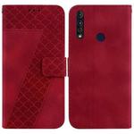 For Motorola Moto G8 Power Lite 7-shaped Embossed Leather Phone Case(Red)