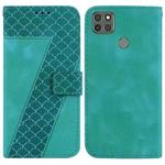 For Motorola Moto G9 Power 7-shaped Embossed Leather Phone Case(Green)