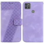 For Motorola Moto G9 Power 7-shaped Embossed Leather Phone Case(Purple)