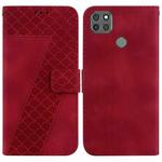 For Motorola Moto G9 Power Seven-shaped Embossed Leather Phone Case(Red)