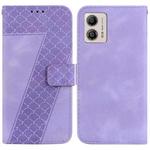 For Motorola Moto G13/G23/G53 Seven-shaped Embossed Leather Phone Case(Purple)