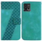 For Motorola Moto G72 7-shaped Embossed Leather Phone Case(Green)