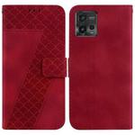 For Motorola Moto G72 7-shaped Embossed Leather Phone Case(Red)