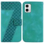 For Motorola Moto G73 Seven-shaped Embossed Leather Phone Case(Green)