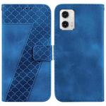 For Motorola Moto G73 7-shaped Embossed Leather Phone Case(Blue)