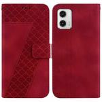 For Motorola Moto G73 7-shaped Embossed Leather Phone Case(Red)