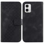 For Motorola Moto G73 7-shaped Embossed Leather Phone Case(Black)