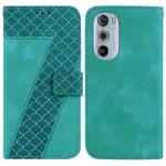 For Motorola Edge 30 Pro 7-shaped Embossed Leather Phone Case(Green)