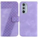 For Motorola Edge 30 Pro 7-shaped Embossed Leather Phone Case(Purple)