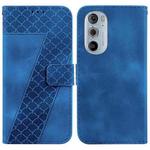 For Motorola Edge 30 Pro 7-shaped Embossed Leather Phone Case(Blue)