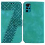 For Motorola Moto G22 7-shaped Embossed Leather Phone Case(Green)