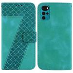 For Motorola Moto G22 Seven-shaped Embossed Leather Phone Case(Green)