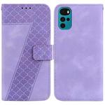 For Motorola Moto G22 7-shaped Embossed Leather Phone Case(Purple)