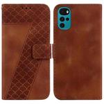 For Motorola Moto G22 7-shaped Embossed Leather Phone Case(Brown)