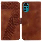 For Motorola Moto G22 Seven-shaped Embossed Leather Phone Case(Brown)