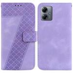 For Motorola Moto G14 7-shaped Embossed Leather Phone Case(Purple)