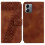 For Motorola Moto G14 Seven-shaped Embossed Leather Phone Case(Brown)