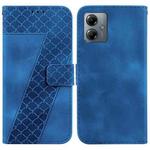 For Motorola Moto G14 7-shaped Embossed Leather Phone Case(Blue)