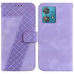 For Motorola Edge 40 Neo 7-shaped Embossed Leather Phone Case(Purple)