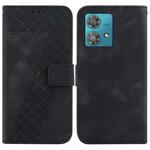 For Motorola Edge 40 Neo Seven-shaped Embossed Leather Phone Case(Black)