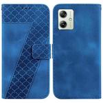 For Motorola Moto G54 Seven-shaped Embossed Leather Phone Case(Blue)