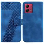 For Motorola Moto G84 7-shaped Embossed Leather Phone Case(Blue)