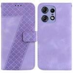 For Motorola Edge 50 Pro Seven-shaped Embossed Leather Phone Case(Purple)