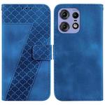 For Motorola Edge 50 Pro 7-shaped Embossed Leather Phone Case(Blue)