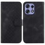 For Motorola Edge 50 Pro Seven-shaped Embossed Leather Phone Case(Black)