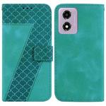 For Motorola Moto G04s / Moto E14 Seven-shaped Embossed Leather Phone Case(Green)