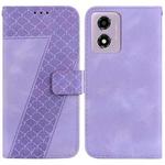 For Motorola Moto G04s / Moto E14 Seven-shaped Embossed Leather Phone Case(Purple)