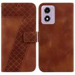 For Motorola Moto G04s / Moto E14 Seven-shaped Embossed Leather Phone Case(Brown)