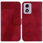 For Motorola Moto G04s / Moto E14 Seven-shaped Embossed Leather Phone Case(Red)