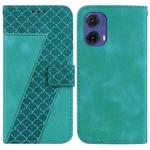 For Motorola Moto G85 Seven-shaped Embossed Leather Phone Case(Green)