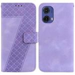 For Motorola Moto G85 Seven-shaped Embossed Leather Phone Case(Purple)