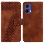 For Motorola Moto G85 Seven-shaped Embossed Leather Phone Case(Brown)