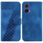 For Motorola Moto G85 Seven-shaped Embossed Leather Phone Case(Blue)