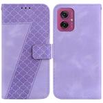 For Motorola Moto G55 Seven-shaped Embossed Leather Phone Case(Purple)