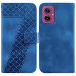 For Motorola Moto G55 Seven-shaped Embossed Leather Phone Case(Blue)