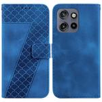 For Motorola Edge 50 Neo 5G Global Seven-shaped Embossed Leather Phone Case(Blue)