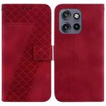 For Motorola Edge 50 Neo 5G Global Seven-shaped Embossed Leather Phone Case(Red)